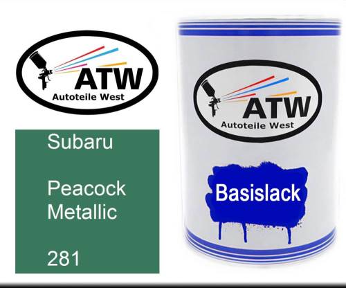 Subaru, Peacock Metallic, 281: 500ml Lackdose, von ATW Autoteile West.